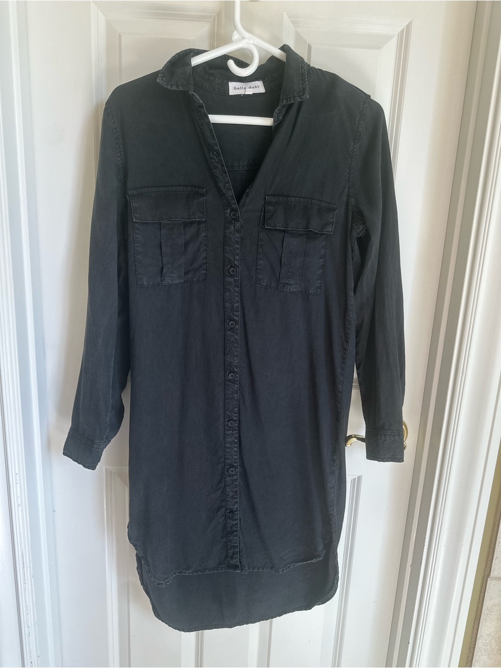 Bella Dahl Black Long-Sleeve Button-Down Shirt Dress
